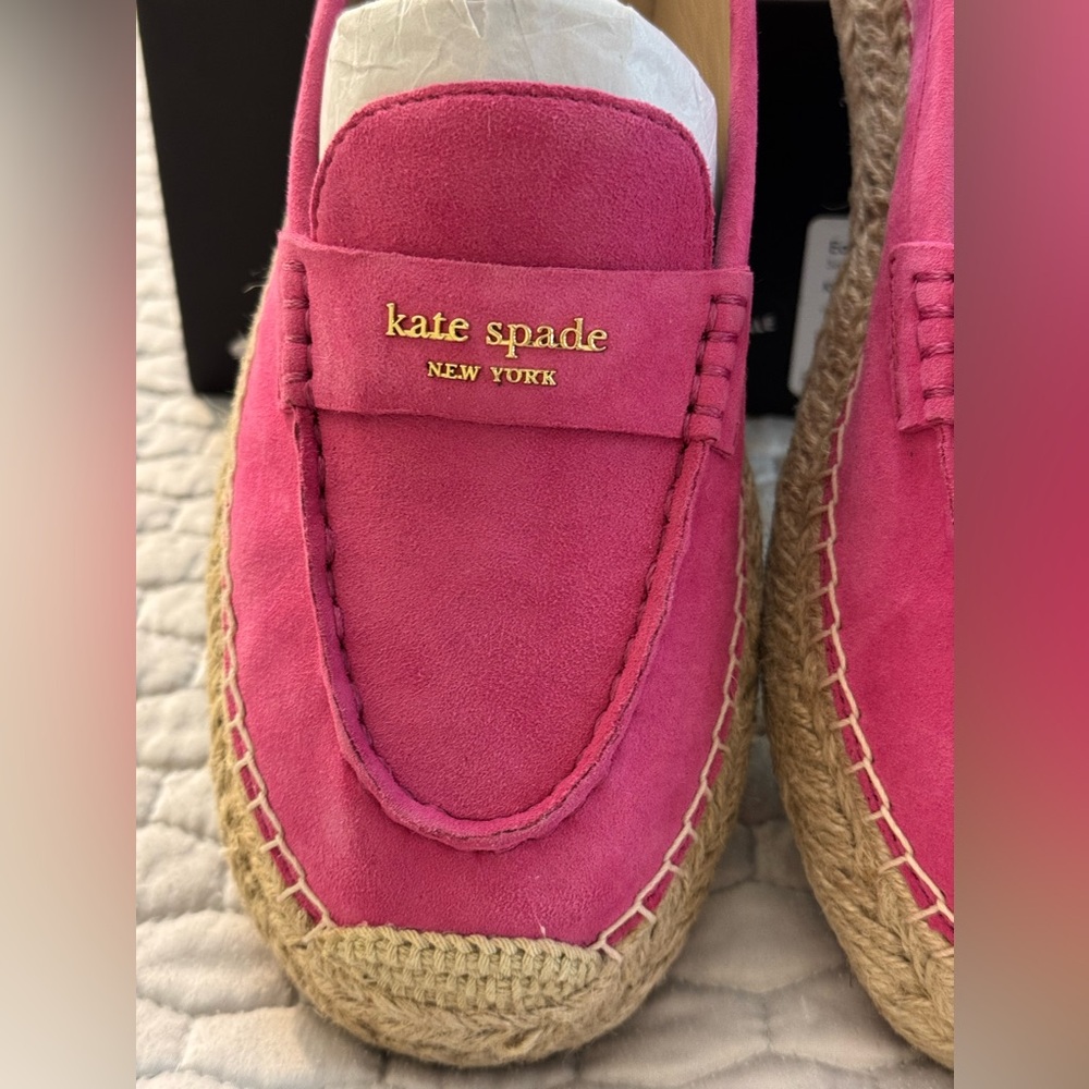 NWT Kate Spade Eastwell Espadrilles Suede/Jute Rhododendron Grove Size 9B - Picture 7 of 9